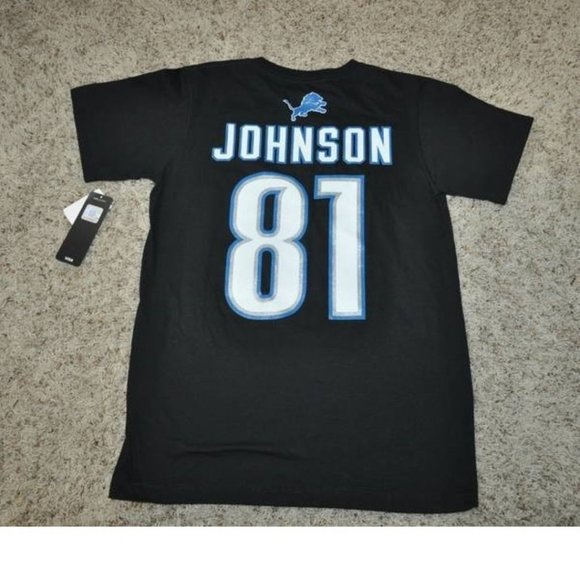 Mens Detroit Lions T-Shirt Small NFL Football Calvin Johnson Black Short Sleeve - Picture 3 of 4